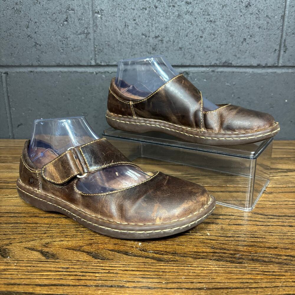 Born Women’s Brown Leather Mary Jane Comfort Shoes Made in Mexico Size 8